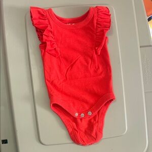 Cat & Jack Vibrant Red/Orange Ruffle Bodysuit